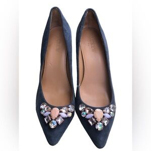 J.Crew Suade blue heels with gems. Great all year around.